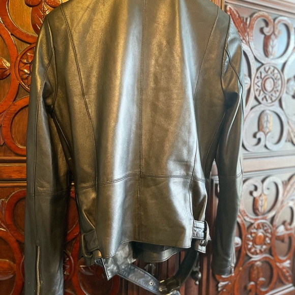 Zara Black Authentic Lambskin Leather Biker Jacket - Picture 4 of 10